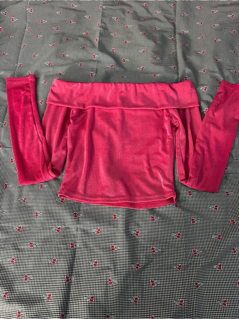 Dolls Kill Hot Pink Off-Shoulder Crop Top